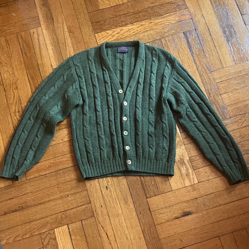 Vintage Pendleton Forest Green Cable Knit Cardigan